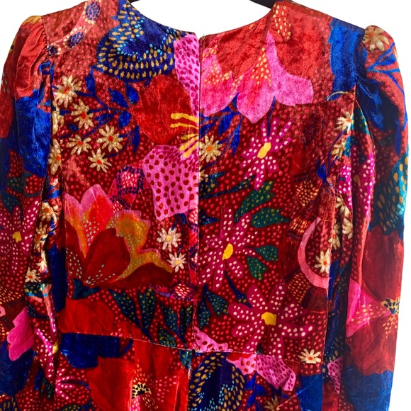 Farm Rio Red Wildlife Snake Garden Floral Velvet Jumpsuit Romper Vivid - Picture 10 of 15